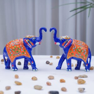 Hand-Painted Meenakari Elephant Pair