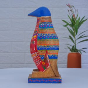 Hand-Painted Wooden Bird Figurine – Tribal Rajasthani