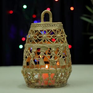 Handcrafted Dokra Brass Lantern – Tribal Dance Motif By Pray Craft Unique Selection of Traditional Art